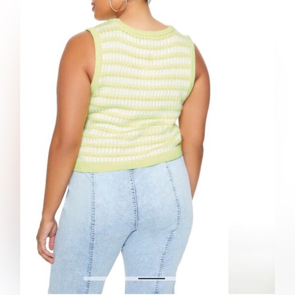 Forever 21 + Striped Sweater Vest In Pale Green/Multi. - Picture 3 of 5